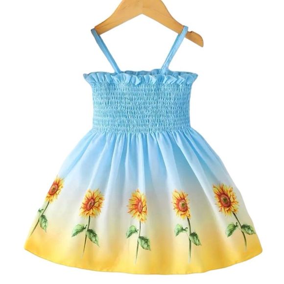 Boutique Other - “Boutique” Girls sunflower blue Flower summer dress 1-2 years